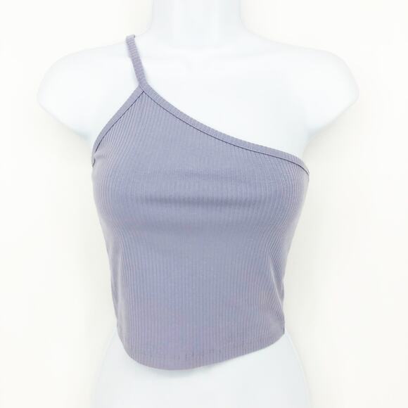 MADEWELL Women's One-Shoulder Crop Tank Small Sleekhold Purple NL392 NWT - Picture 1 of 9